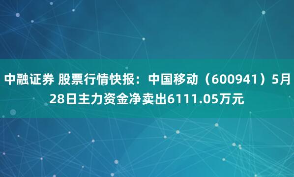 中融证券 股票行情快报：中国移动（600941）5月28日主力资金净卖出6111.05万元