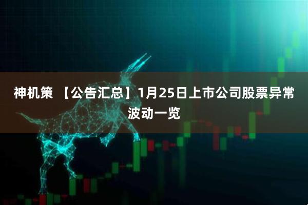 神机策 【公告汇总】1月25日上市公司股票异常波动一览